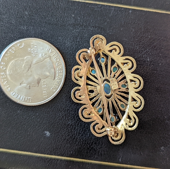 Broach antique heritage opal 14k yellow gold - Picture 3 of 4